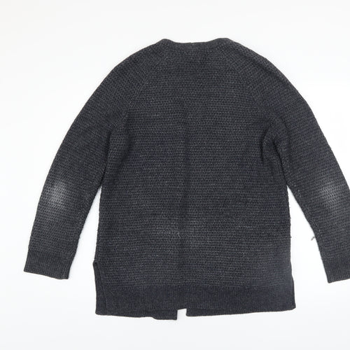 Fat Face Women’s Grey Chunky-Knit Open Cardigan UK 12
