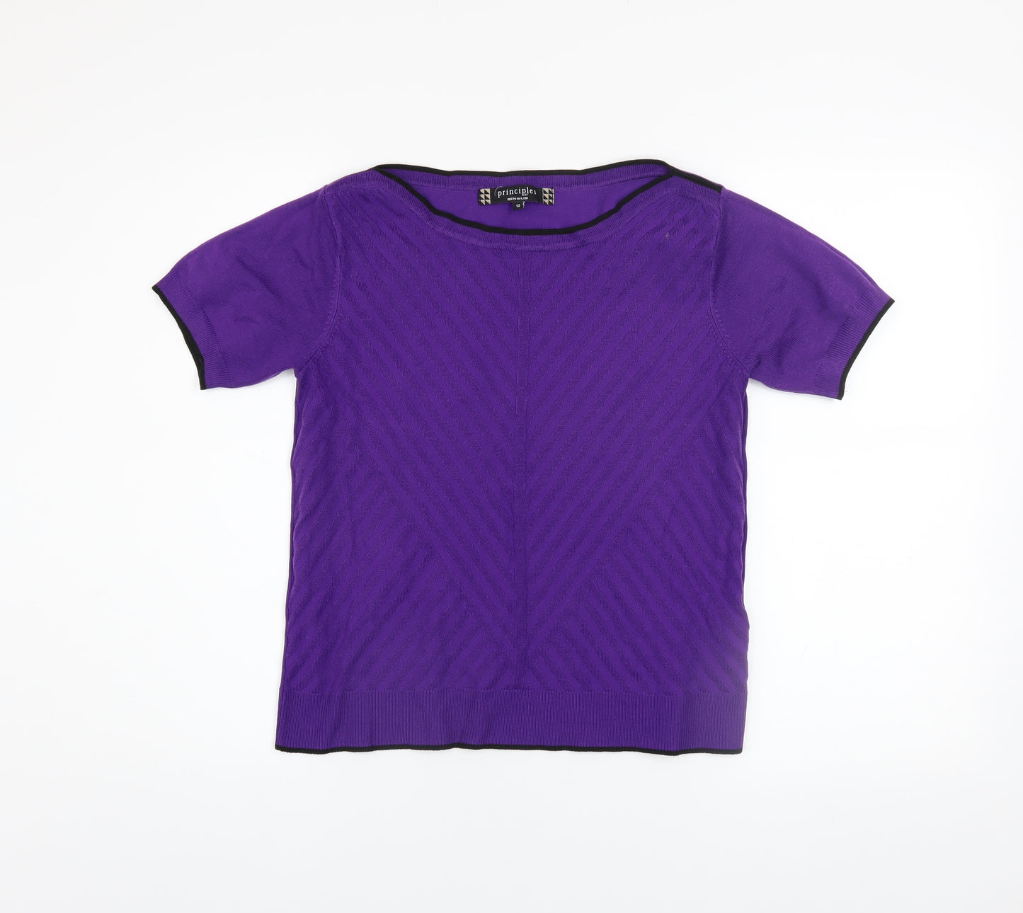 Principles by Ben de Lisi Women's Purple Knit Short Sleeve Top Size 12