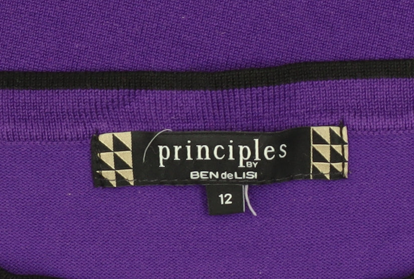 Principles by Ben de Lisi Women's Purple Knit Short Sleeve Top Size 12