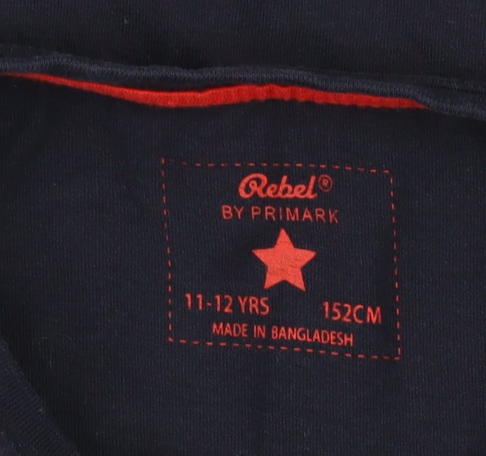 Rebel by Primark Boys Blue Long Sleeve Graphic T-Shirt 11-12 Years