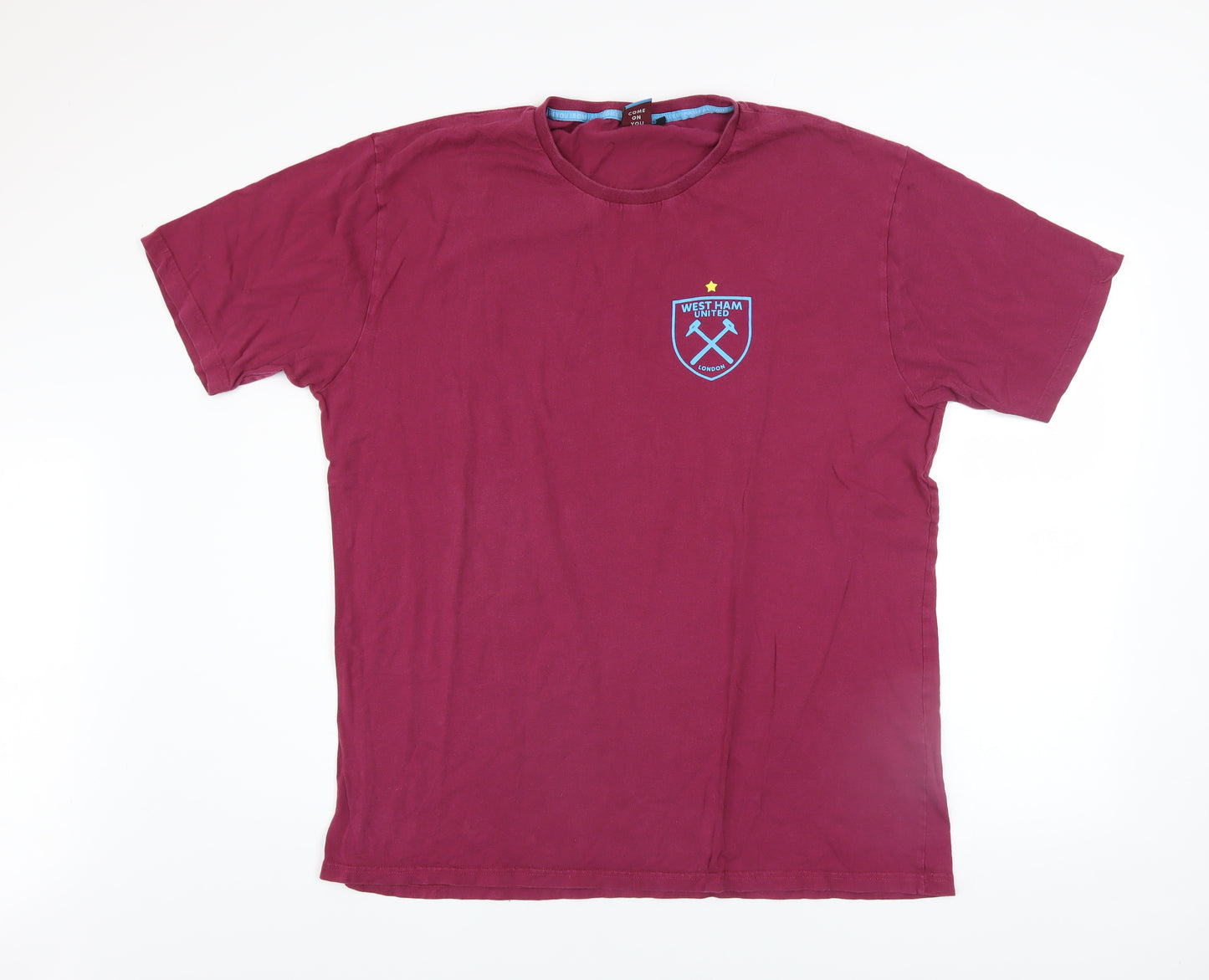 West Ham United Men's Red Cotton 3XL Short Sleeve T-Shirt