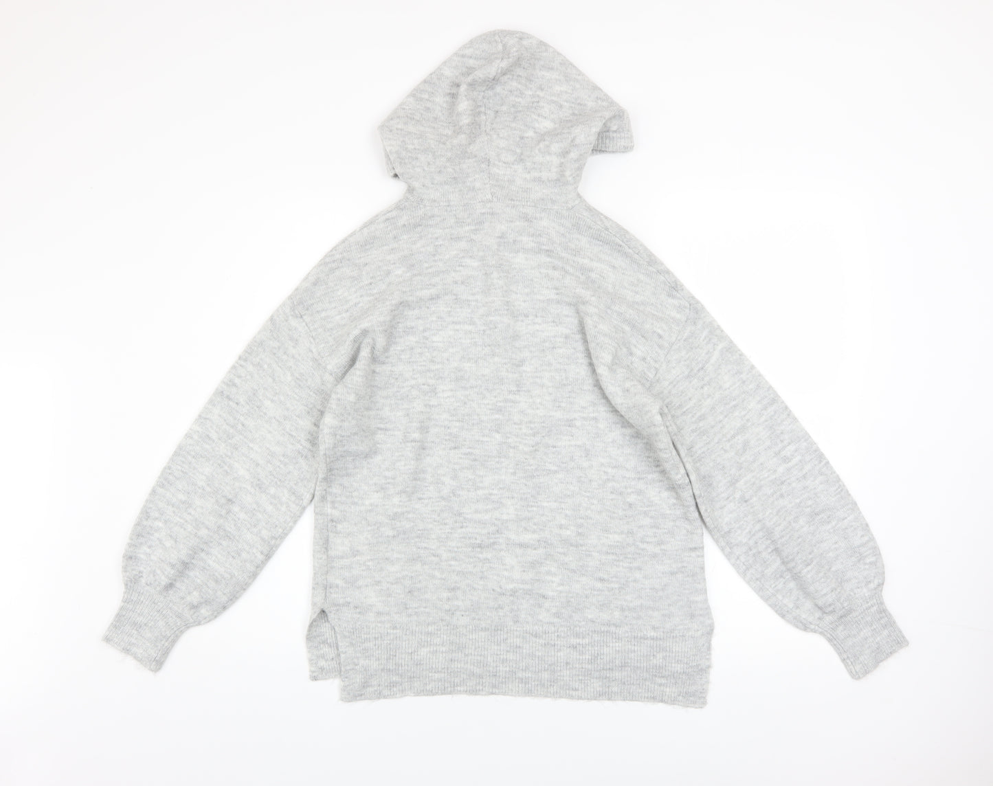Peacocks Women Grey Knit Pullover Hoodie Size S Acrylic Blend