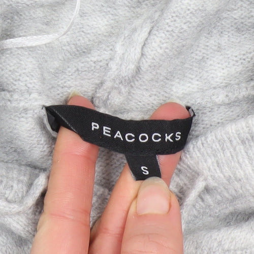 Peacocks Women Grey Knit Pullover Hoodie Size S Acrylic Blend