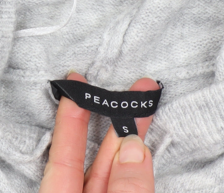 Peacocks Women Grey Knit Pullover Hoodie Size S Acrylic Blend