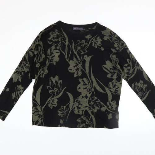 Marks and Spencer Women’s Black Floral Knit Pullover Jumper Size M