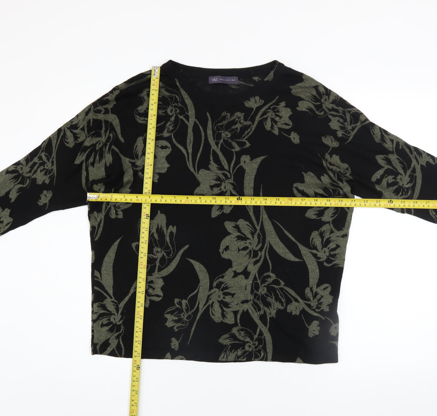 Marks and Spencer Women’s Black Floral Knit Pullover Jumper Size M