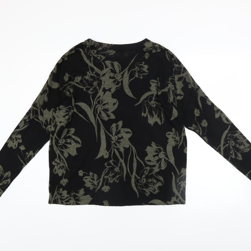 Marks and Spencer Women’s Black Floral Knit Pullover Jumper Size M
