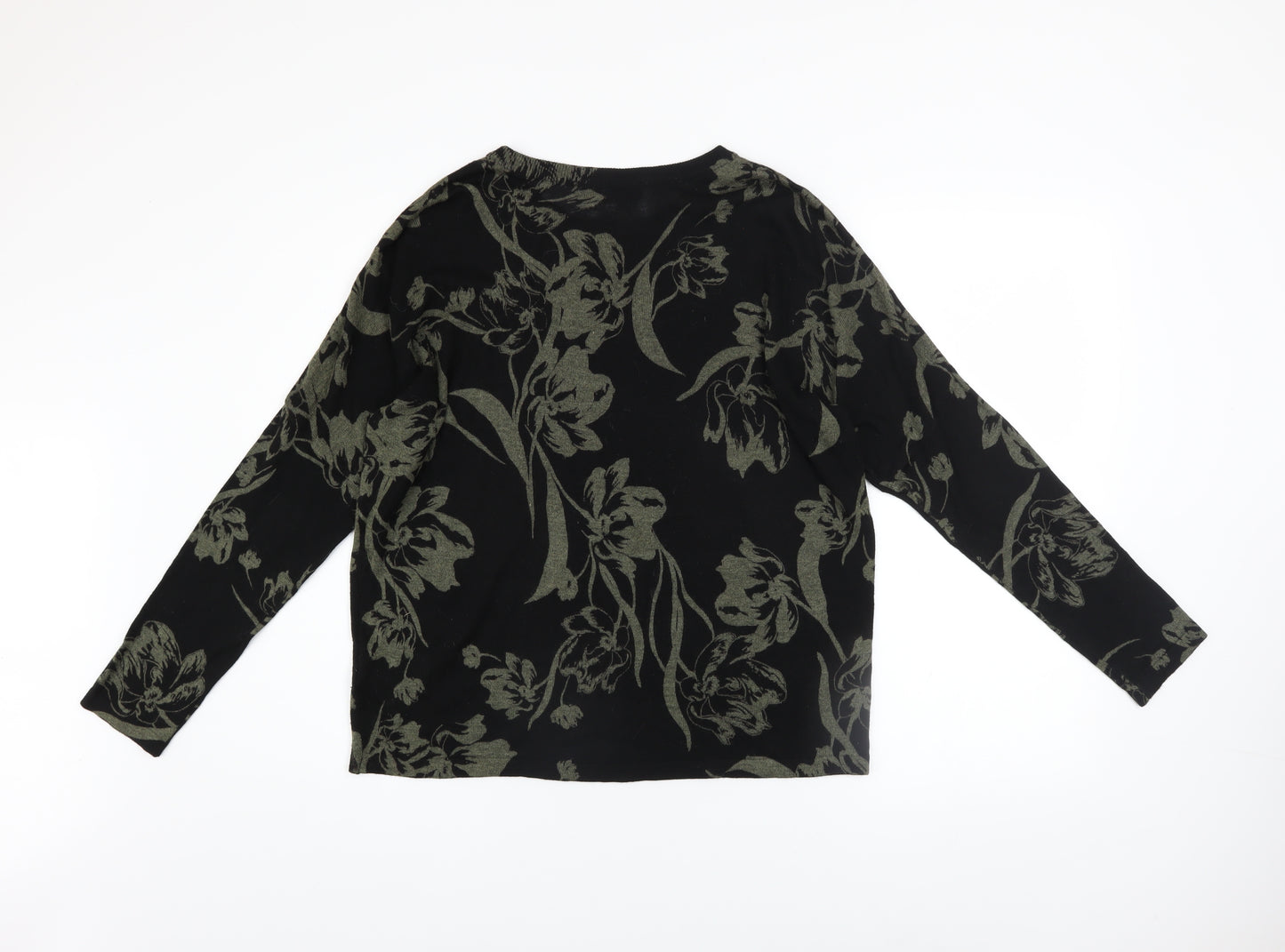 Marks and Spencer Women’s Black Floral Knit Pullover Jumper Size M