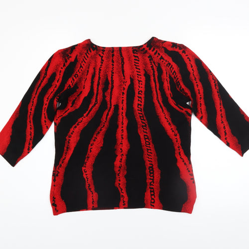 Just Elegance Women’s Red Black Sequin 3/4 Sleeve Pullover Jumper Size L