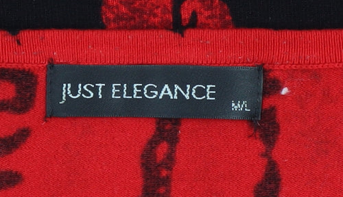 Just Elegance Women’s Red Black Sequin 3/4 Sleeve Pullover Jumper Size L