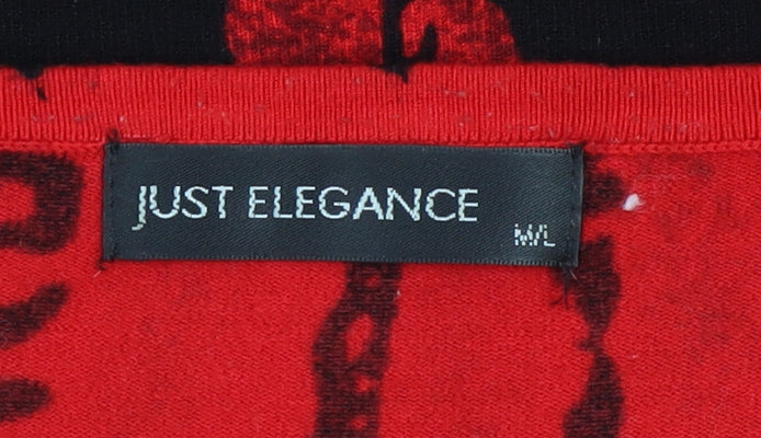 Just Elegance Women’s Red Black Sequin 3/4 Sleeve Pullover Jumper Size L