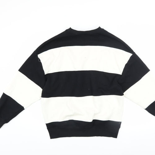 Dunnes Men's Black & White Striped Sweatshirt XS Crew Neck Pullover