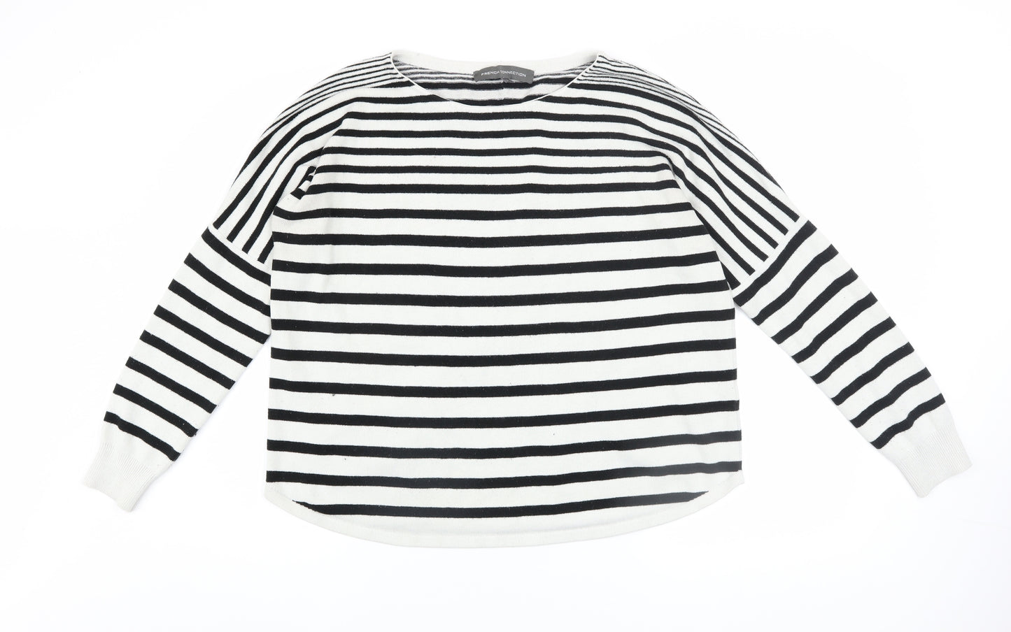 French Connection Women’s Black White Striped Knit Jumper M