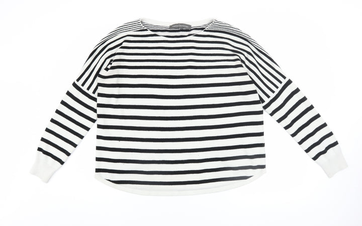 French Connection Women’s Black White Striped Knit Jumper M
