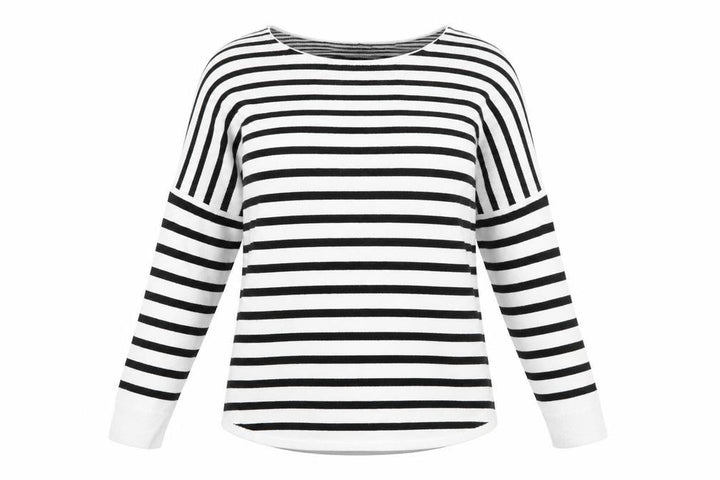 French Connection Women’s Black White Striped Knit Jumper M