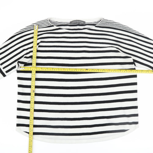 French Connection Women’s Black White Striped Knit Jumper M