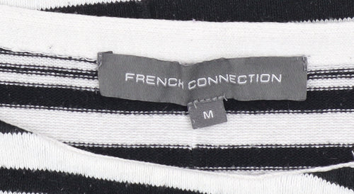 French Connection Women’s Black White Striped Knit Jumper M