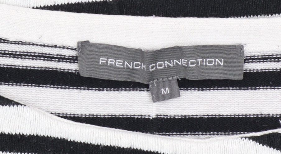 French Connection Women’s Black White Striped Knit Jumper M