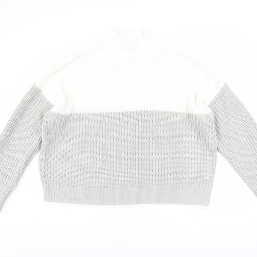 New Look Womens Grey High Neck Chunky Knit Pullover Jumper Size L