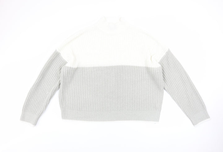 New Look Womens Grey High Neck Chunky Knit Pullover Jumper Size L