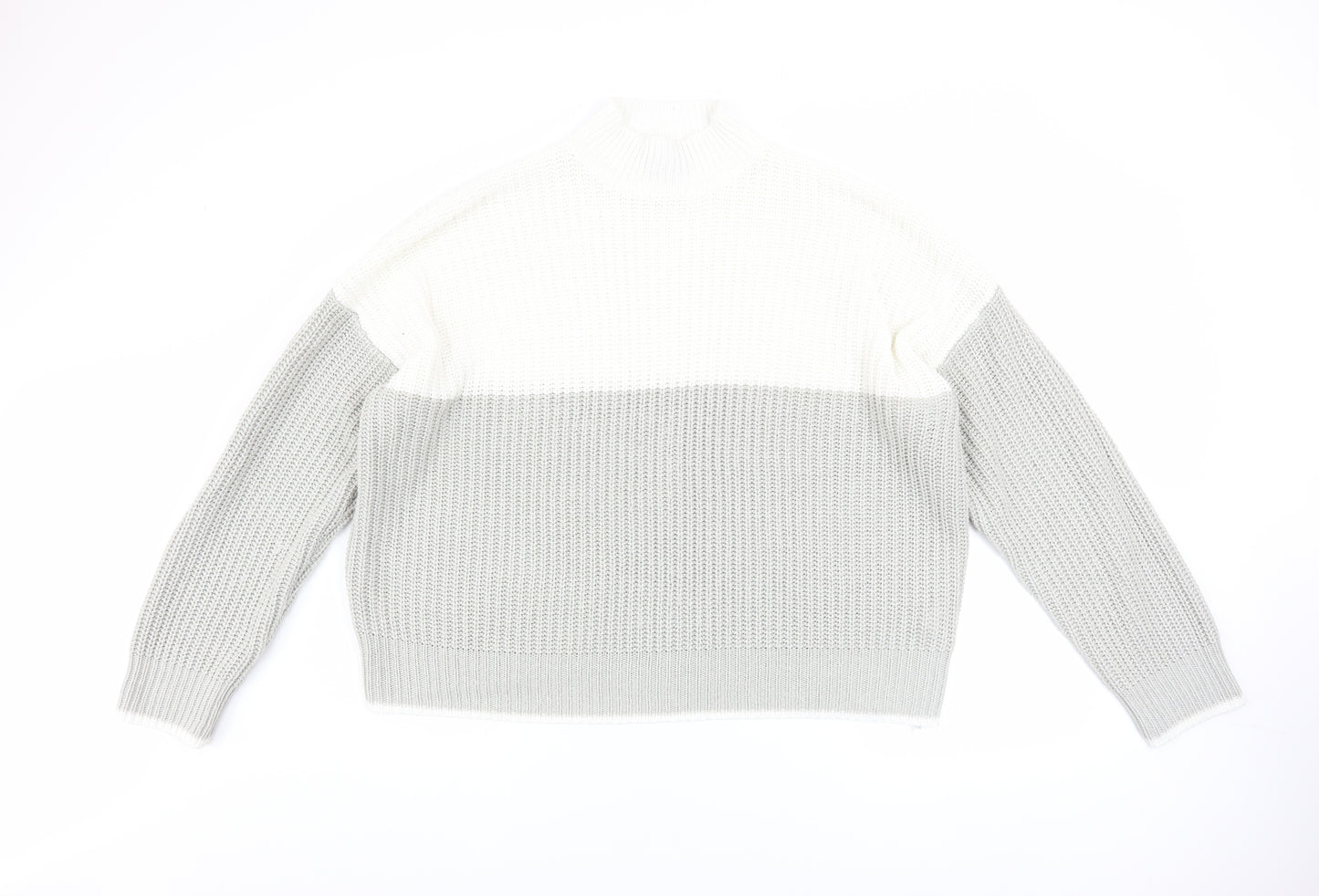 New Look Womens Grey High Neck Chunky Knit Pullover Jumper Size L