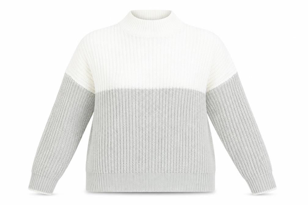 Front view of New Look women’s grey high neck chunky knit jumper, size L