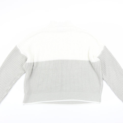 New Look Womens Grey High Neck Chunky Knit Pullover Jumper Size L