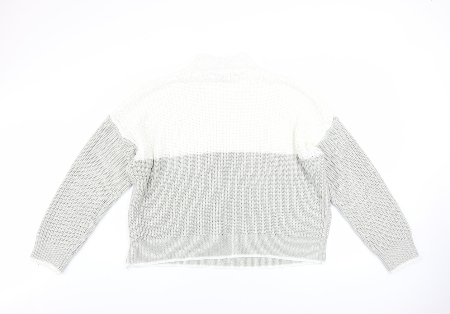 New Look Womens Grey High Neck Chunky Knit Pullover Jumper Size L