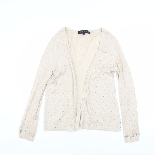 River Island Womens Beige Beaded Open Knit Cardigan Size 6