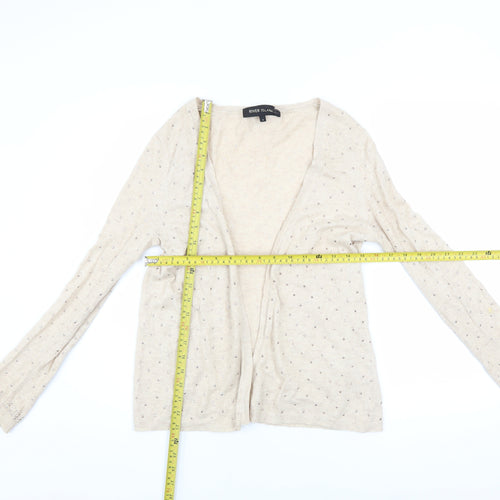 River Island Womens Beige Beaded Open Knit Cardigan Size 6