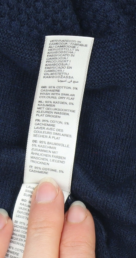 Fat Face Men's Blue 1/2 Zip High Neck Cotton Cashmere Jumper L
