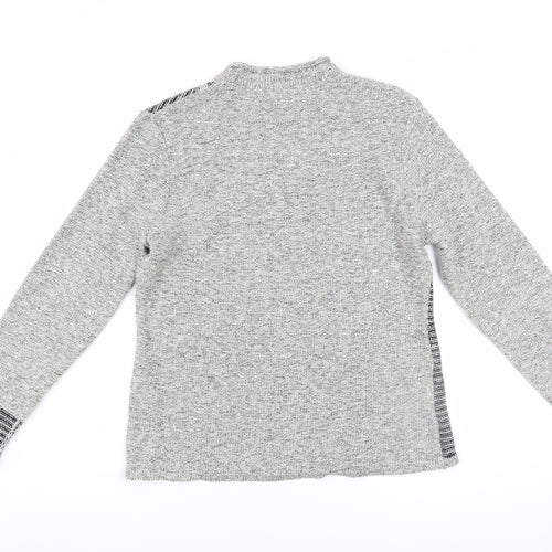 Skovhuus Women's Grey Mock Neck Geometric Knit Jumper Size L