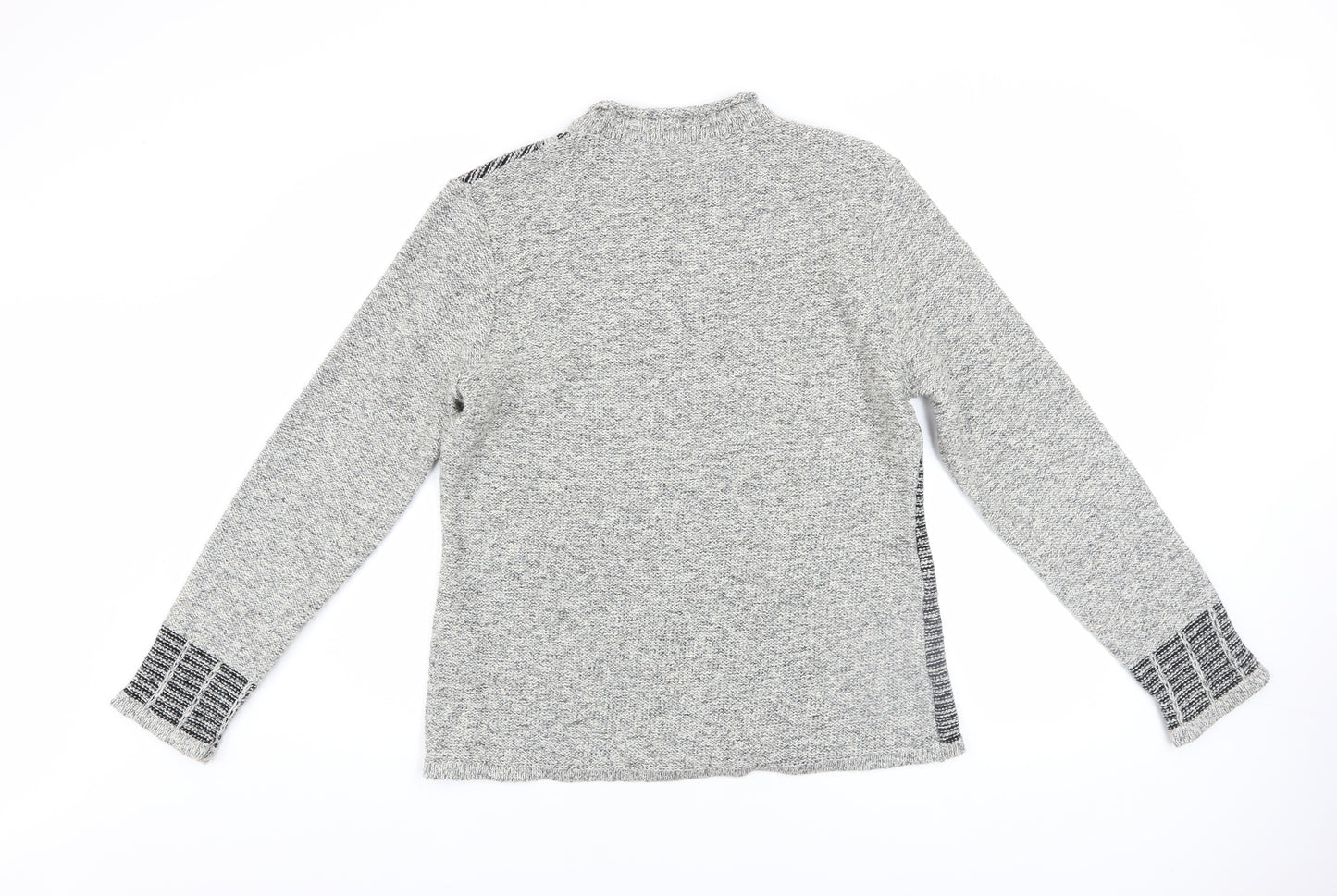 Skovhuus Women's Grey Mock Neck Geometric Knit Jumper Size L