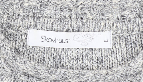 Skovhuus Women's Grey Mock Neck Geometric Knit Jumper Size L