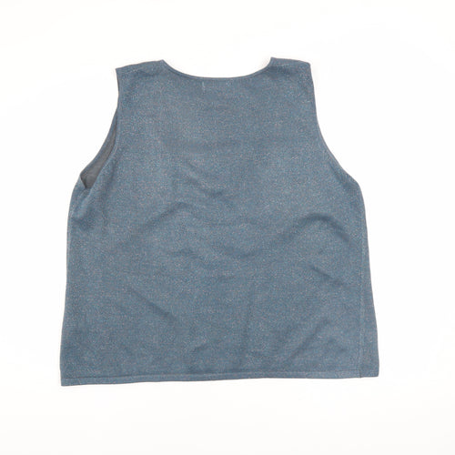 Bonmarché Women's Blue Metallic Knit Sleeveless Tank Top Size L