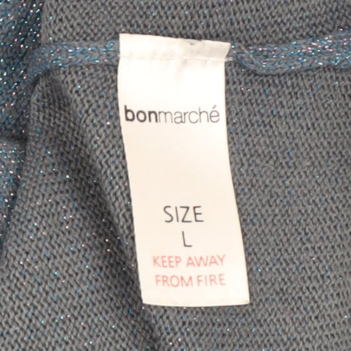 Bonmarché Women's Blue Metallic Knit Sleeveless Tank Top Size L
