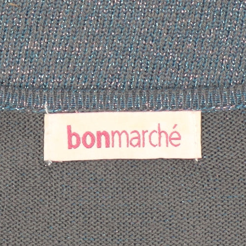 Bonmarché Women's Blue Metallic Knit Sleeveless Tank Top Size L