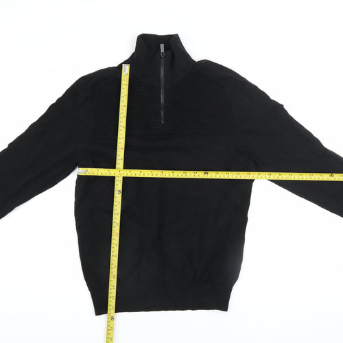 ADAPT Men’s Black Cotton Half Zip High Neck Jumper Size S