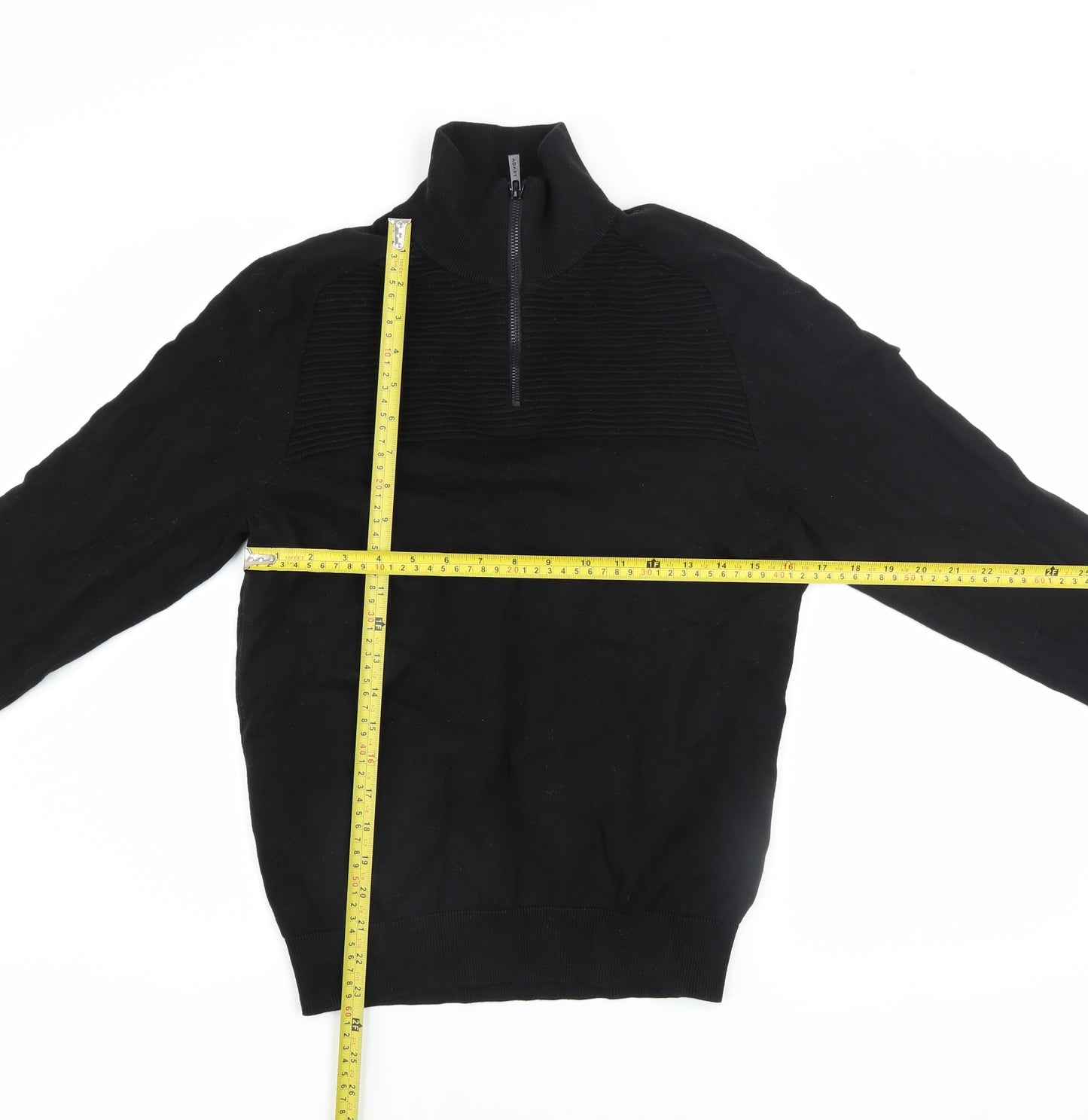 ADAPT Men’s Black Cotton Half Zip High Neck Jumper Size S