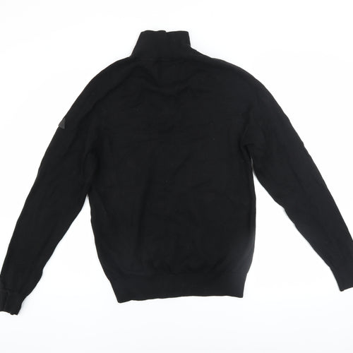 ADAPT Men’s Black Cotton Half Zip High Neck Jumper Size S
