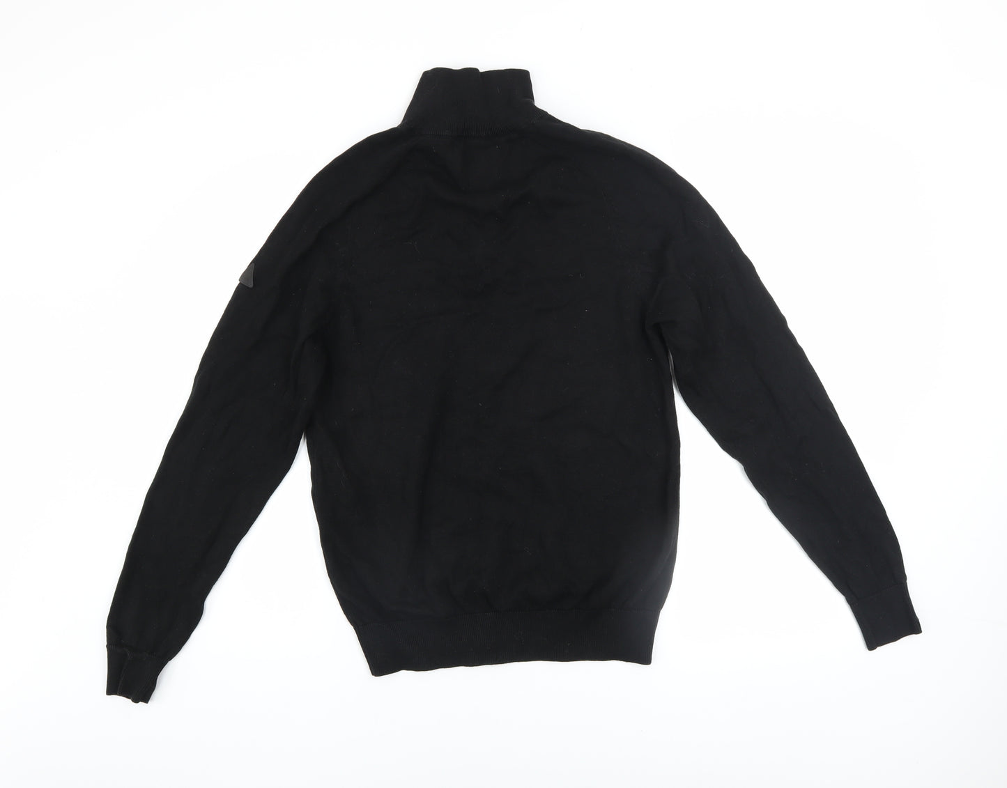 ADAPT Men’s Black Cotton Half Zip High Neck Jumper Size S