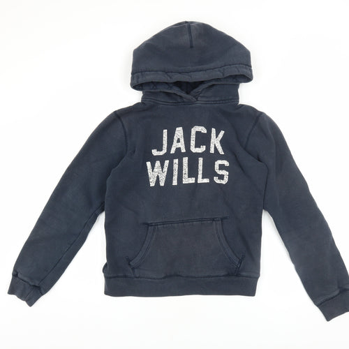 Jack Wills Women's Navy Blue Hooded Pullover Hoodie UK 12