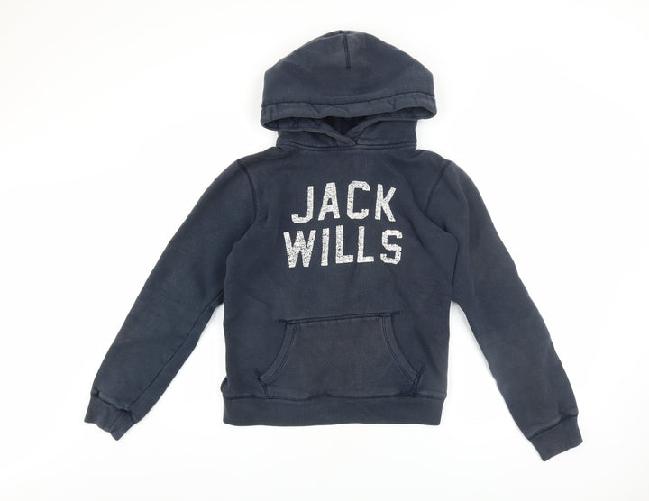Jack Wills Women's Navy Blue Hooded Pullover Hoodie UK 12