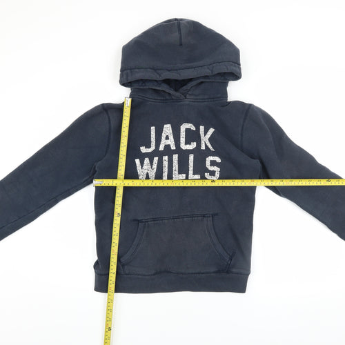 Jack Wills Women's Navy Blue Hooded Pullover Hoodie UK 12