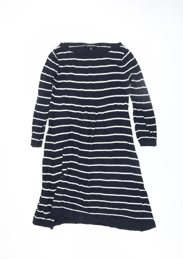 Warehouse Women’s Blue Striped Cotton Shift Dress Size 10