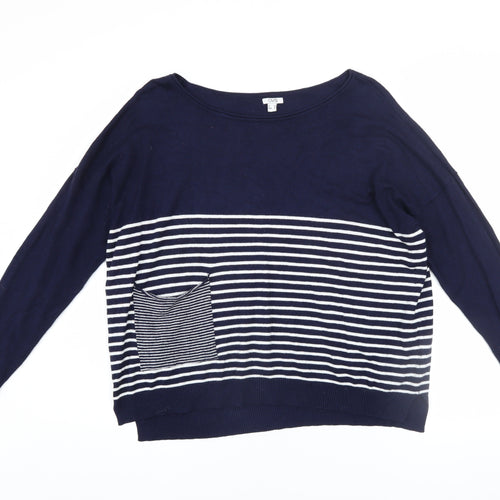 OVS Women Navy Blue Striped Long Sleeve Pullover Jumper Size 12