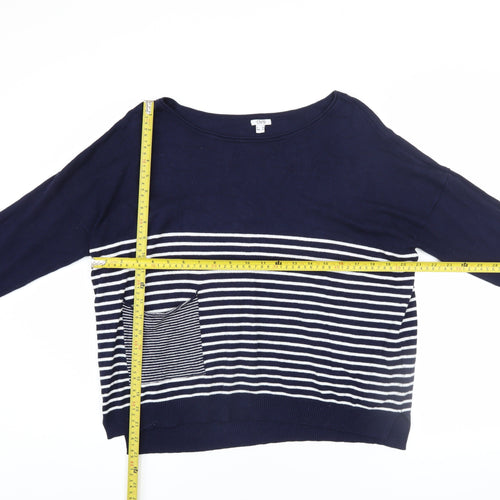 OVS Women Navy Blue Striped Long Sleeve Pullover Jumper Size 12