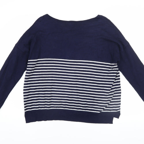 OVS Women Navy Blue Striped Long Sleeve Pullover Jumper Size 12