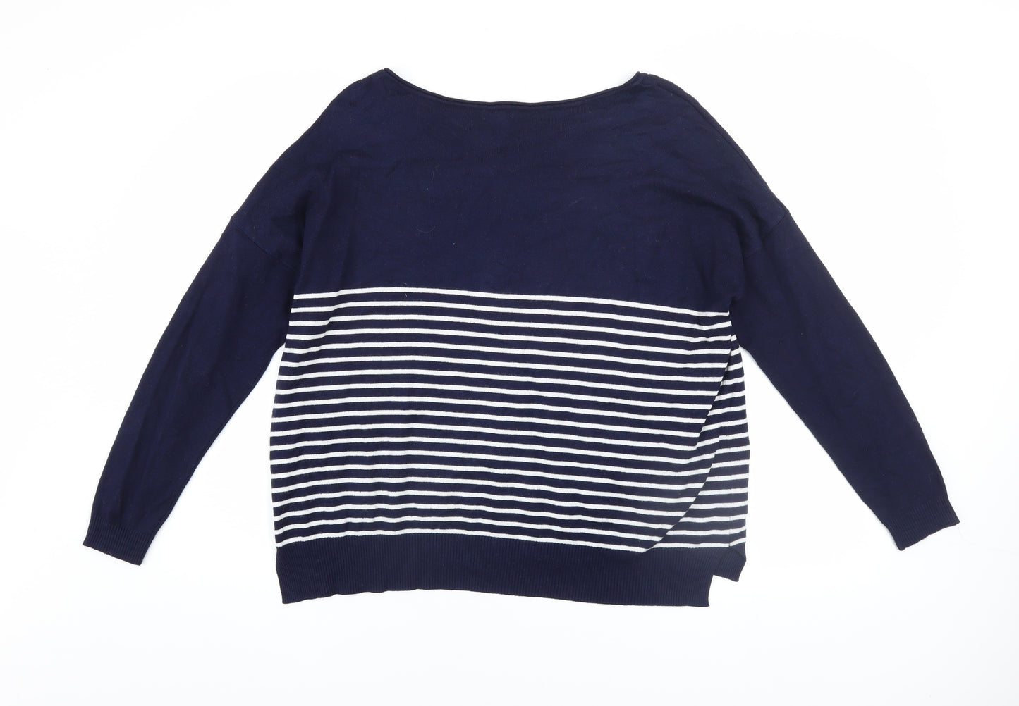 OVS Women Navy Blue Striped Long Sleeve Pullover Jumper Size 12