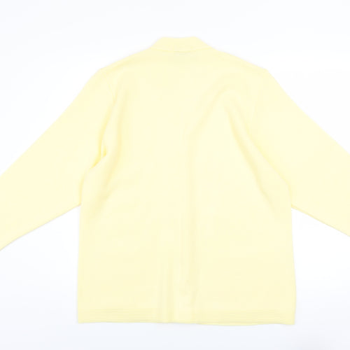 Care Women Yellow Cardigan L Knit V-Neck Button Classic Embroidered